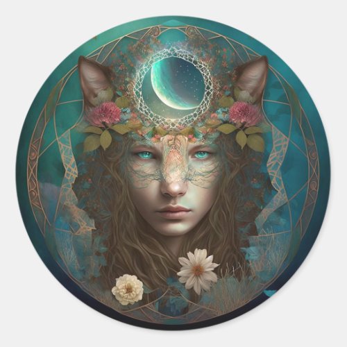 Animal Spirit Mystical Fantasy Art Classic Round Sticker