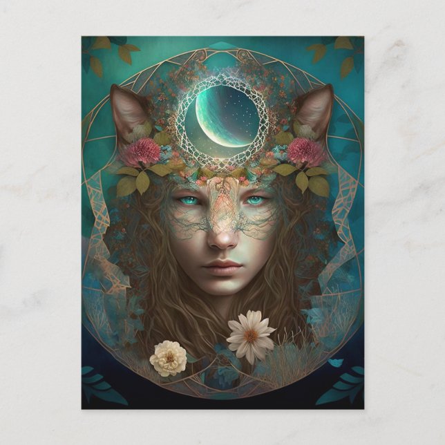 Animal Spirit Mystical Fantasy Art Postcard (Front)