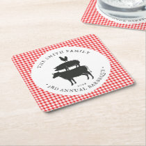 Animal Stack | Funny Family Barbecue Square Paper Coaster
