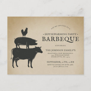 Animal Stack   Housewarming Barbecue Postcard