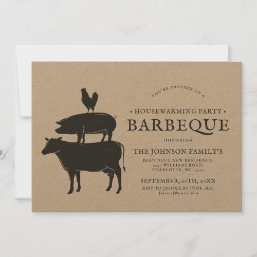 Animal Stack  Housewarming Party Barbecue Invitation