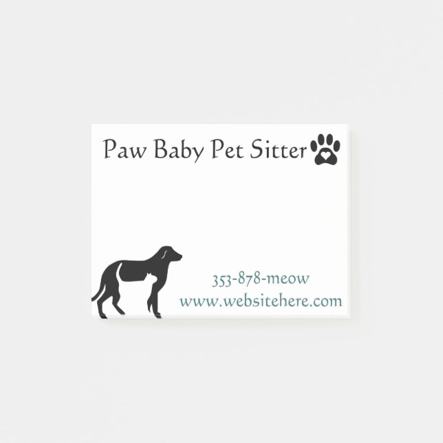 Animal sticky note pad for pet sitting business (Front)