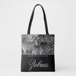 Animal Stripe Black White Wildlife up Close Tote Bag