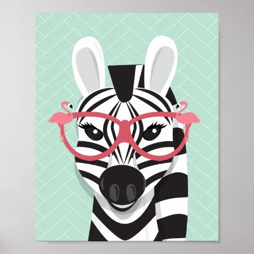 Animal Sunglasses Black White Zebra Pink Flamingo Poster