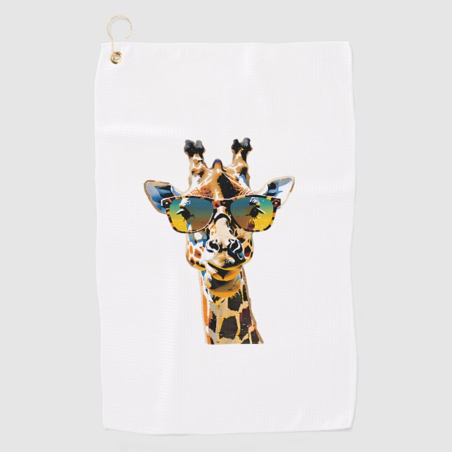 animal sunglasses giraffe with sunglasses   golf towel (Front)