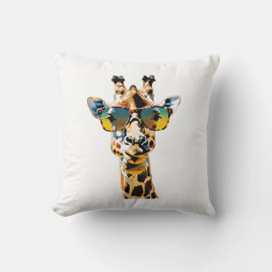 animal sunglasses giraffe with sunglasses throw pillow