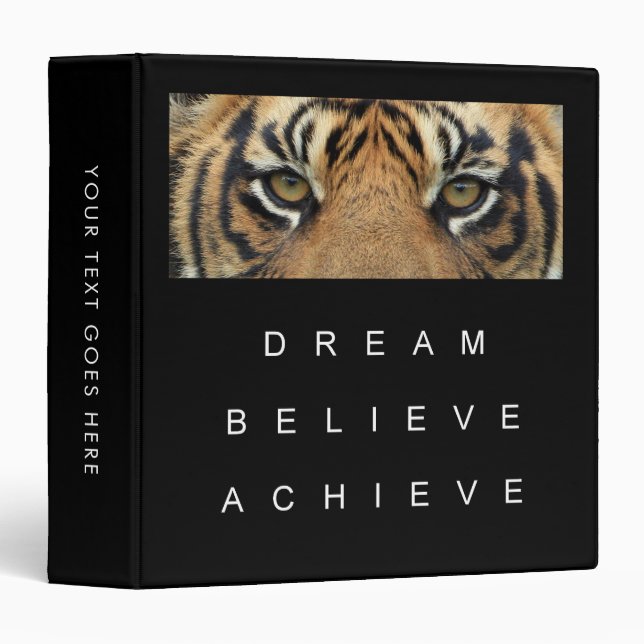 Animal Template Success Motivational Quote Tiger 3 Ring Binder (Front/Spine)