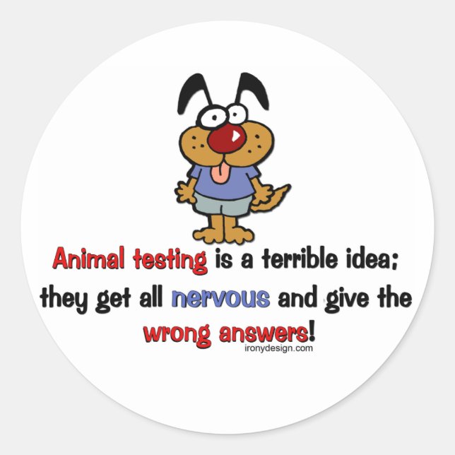 Animal Testing Humor Classic Round Sticker (Front)