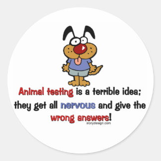 Animal Testing Humor Classic Round Sticker