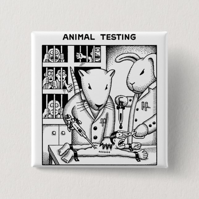 Animal Testing Pinback Button (Front)