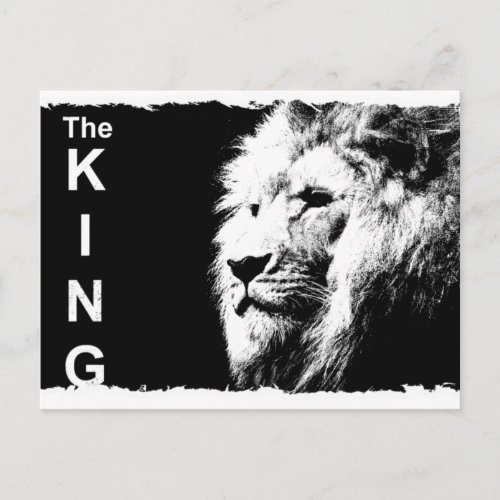 Animal The King Black White Pop Art Template Lion Postcard