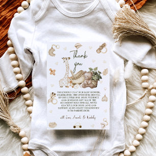 Animal Themed Baby Shower Thank You Card