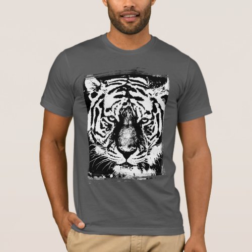 Animal Tiger Mens Short Sleeve Asphalt Grey Modern T_Shirt
