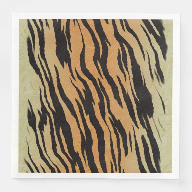 Animal tiger pattern paper dinner napkins (Front)