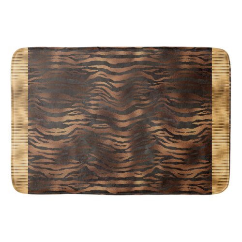 Animal Tiger Print Gold Elegant Metallic Glam Bath Mat