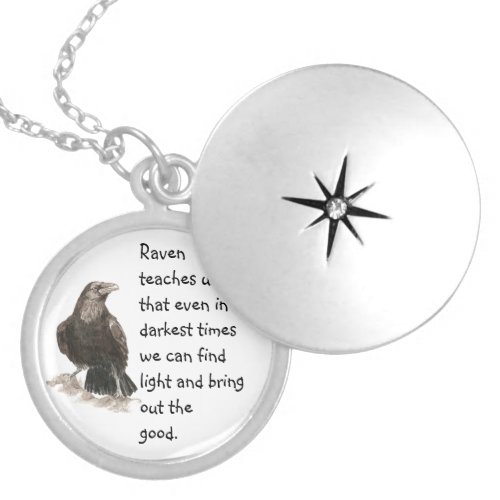 Animal Totem Raven Inspirational Nature Guide Silver Plated Necklace