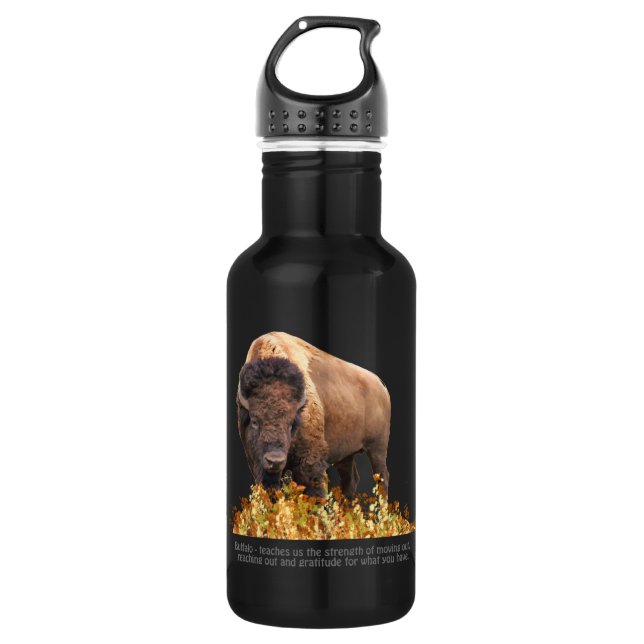 Animal Totem Spiritual, Bison, Buffalo Inspiration Water Bottle (Front)