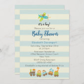 Animal Toy Train and Airplane Baby Boy Shower Invitation (Front/Back)