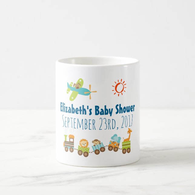 Animal Toy Train and Airplane Baby Shower Coffee Mug (Center)