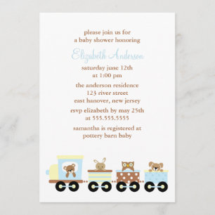 Animal Toy Train Baby Shower Invitation