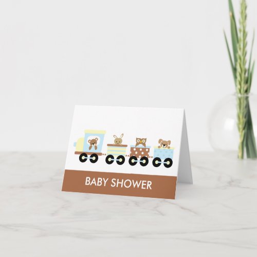 Animal Toy Train Baby Shower Notecards