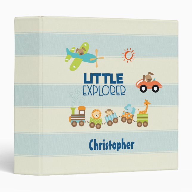 Animal Toy Train Car and Airplane Little Explorer Binder (Front/Spine)