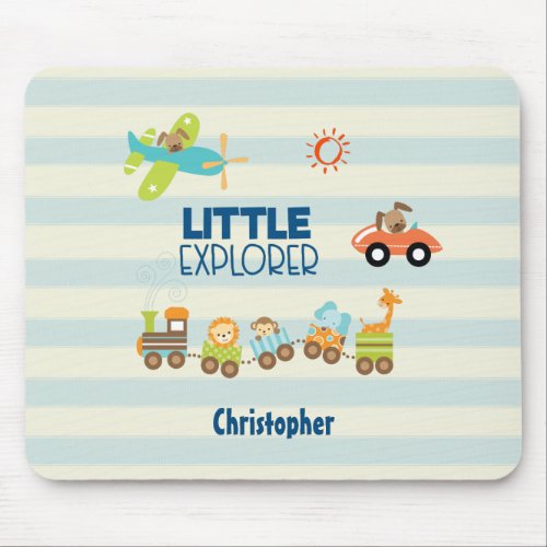 Animal Toy Train Car and Airplane Little Explorer Mouse Pad