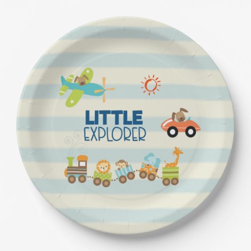 Animal Toy Train Car and Airplane Little Explorer Paper Plates
