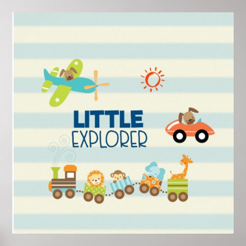 Animal Toy Train Car and Airplane Little Explorer Poster