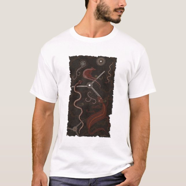 "Animal Tracks" Australian Aboriginal Style Tees (Front)