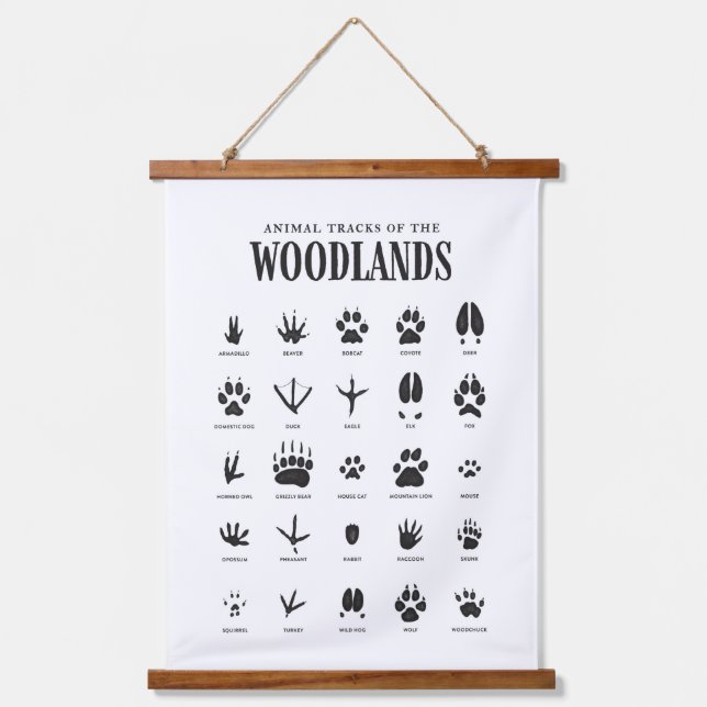 Animal Tracks Woodland Nursery Decor Hanging Tapestry (Front)