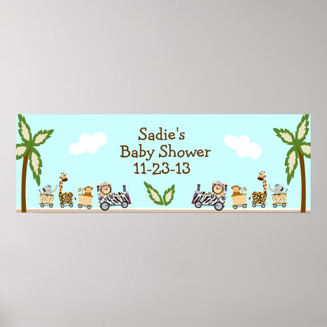 Animal Train Baby Shower Banner Poster (Front)