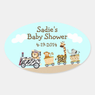 Animal Train Baby Shower Sticker Sheet