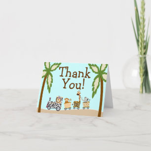 Animal Train Baby Shower Thank You Notecard