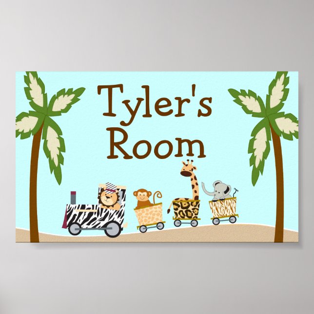 Animal Train Customized Name Wall Poster (Front)
