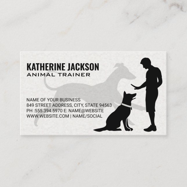 Animal Trainer Teaching Business Card (Front)