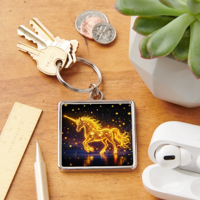 Animal unicorn fantasy gold luminous stars keychain (Desk)