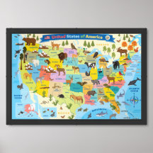 Animal US Map for Kids
