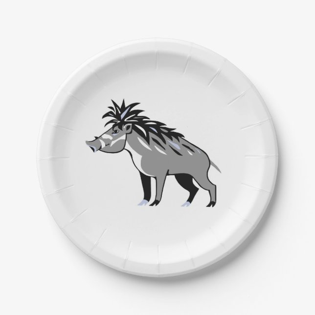 Animal - WARTY PIG -Warthog - Wildlife - Nature Paper Plates (Front)