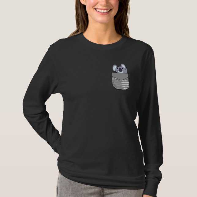 Animal Waving Koala In Pocket T-Shirt (Front)