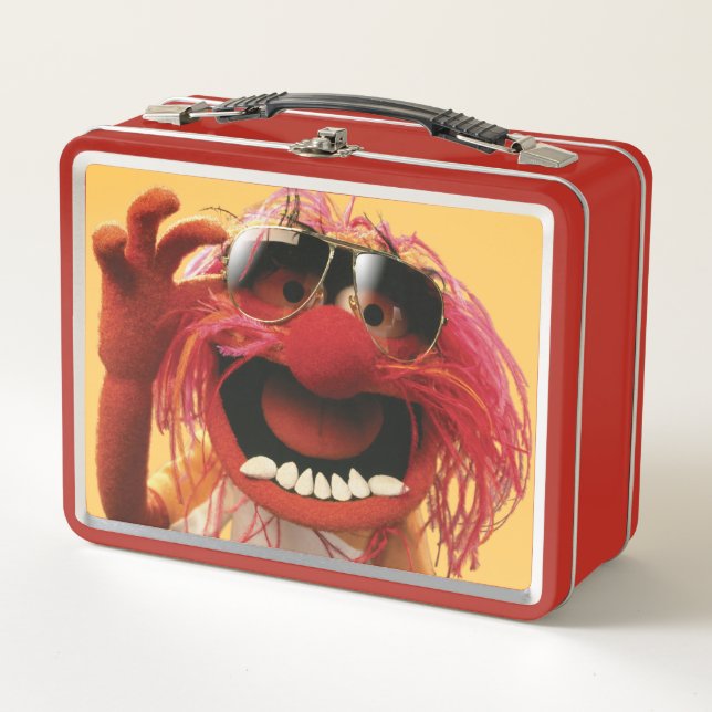 Animal wearing sunglasses metal lunch box (Front)