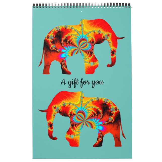 Animal Welfare - Elephant Silhouette Fractal 1 Calendar (Cover)