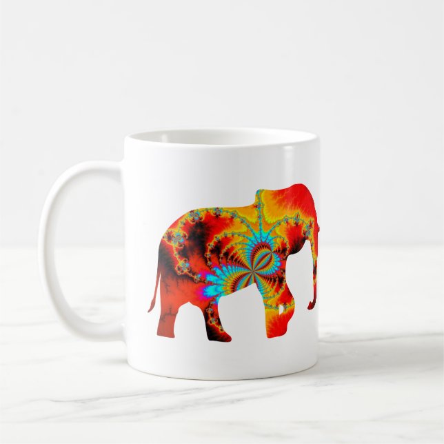 Animal Welfare - Elephant Silhouette Fractal 1 Coffee Mug (Left)