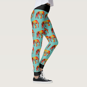 Animal Welfare - Elephant Silhouette Fractal 1 Leggings