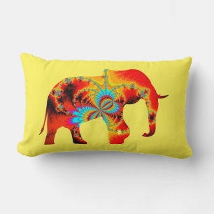 Animal Welfare - Elephant Silhouette Fractal 1 Lumbar Pillow