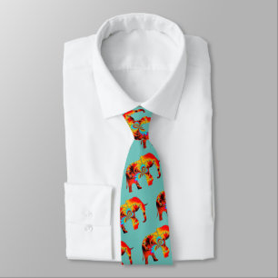 Animal Welfare - Elephant Silhouette Fractal 1 Neck Tie