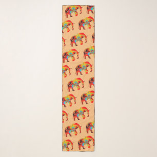 Animal Welfare - Elephant Silhouette Fractal 1 Scarf