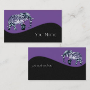 Animal Welfare - Elephant Silhouette Fractal 2 Business Card