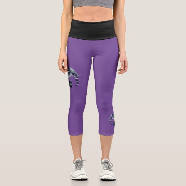 Animal Welfare - Elephant Silhouette Fractal 2 Capri Leggings (Front)