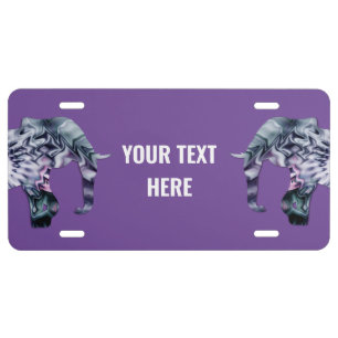 Animal Welfare - Elephant Silhouette Fractal 2 License Plate